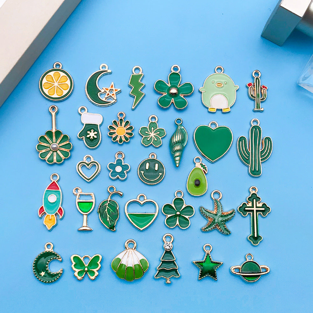 Wholesale Drip Oil Green Cartoon Plant Animal Alloy DIY Necklace Bracelet Pendant